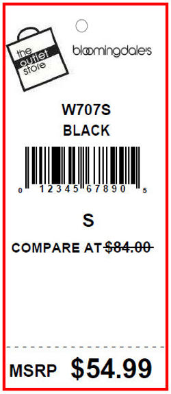 BLOOMIES OUTLET - TAG - 1.375 X 3.25 WITH PERF
