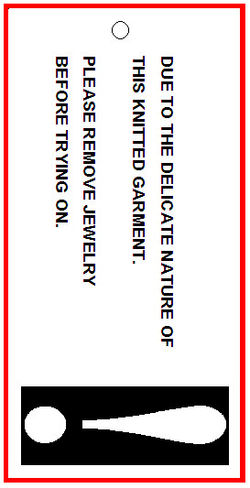 WAREHOUSE ONE - WARNING TAG - T - 2.785 x 1.375 BACK