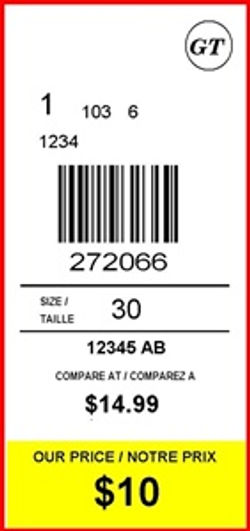 GIANT TIGER - TAG - 3 X 1.375