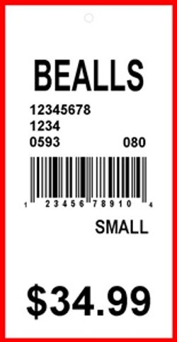 BEALLS - TAG - 1.375 X 2.75