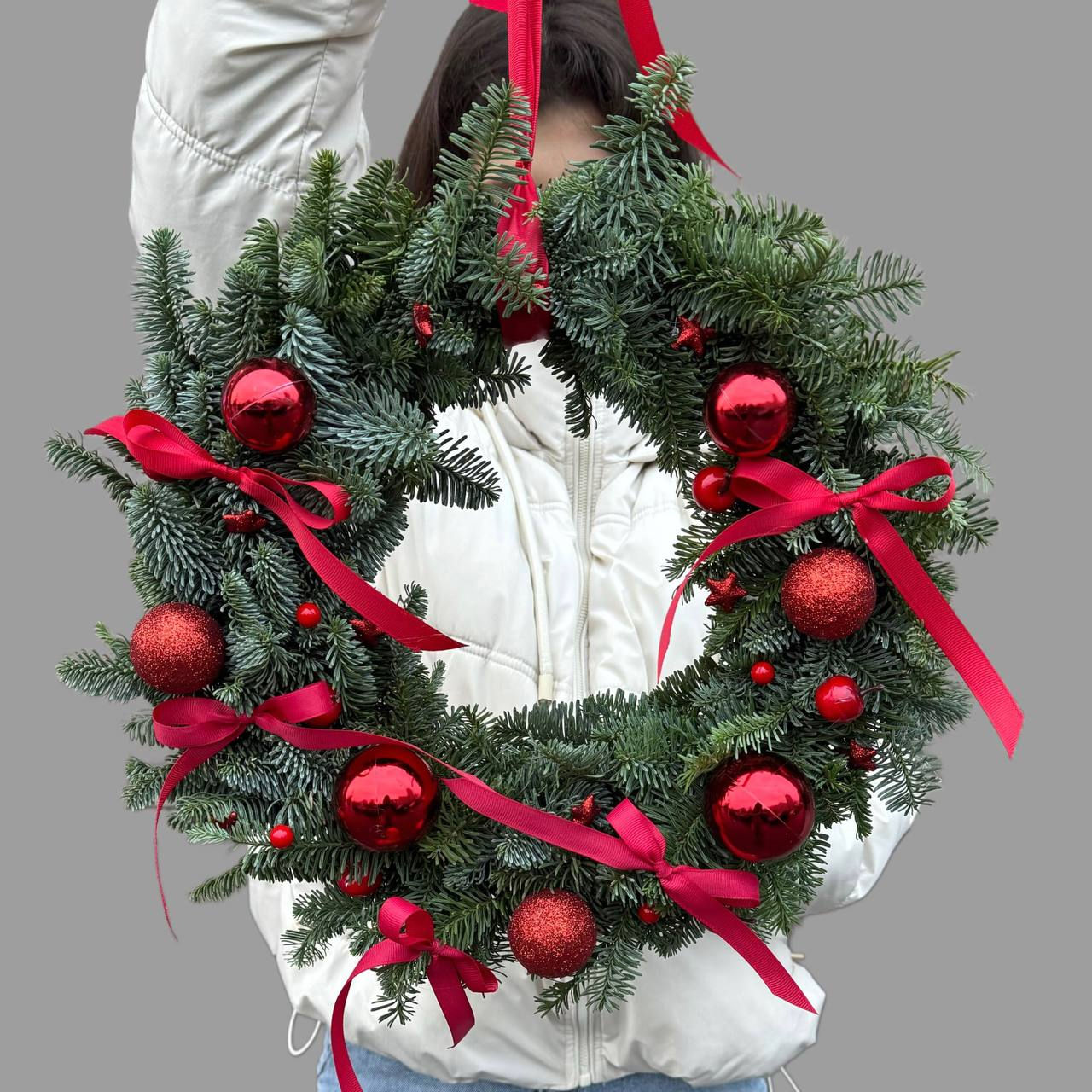 Red Christmas door wreath
