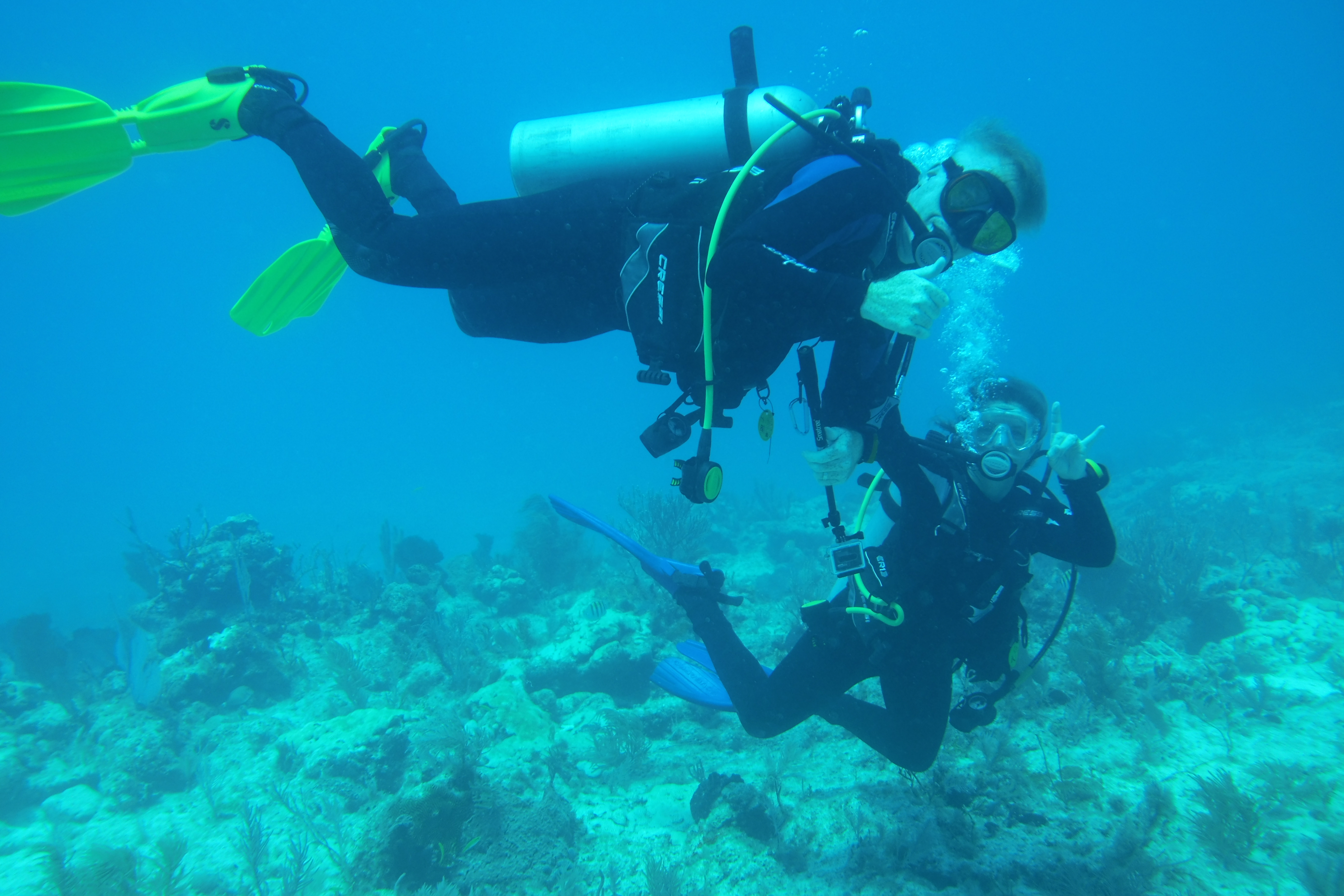 2 divers having fun in Key Largo