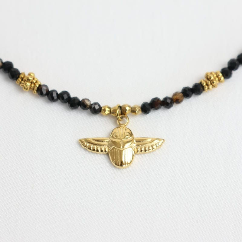 Miniature : Collier en perles d'Agate pendentif Scarabé volant
