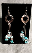 Handmade silvertone earrings with turquoise chips