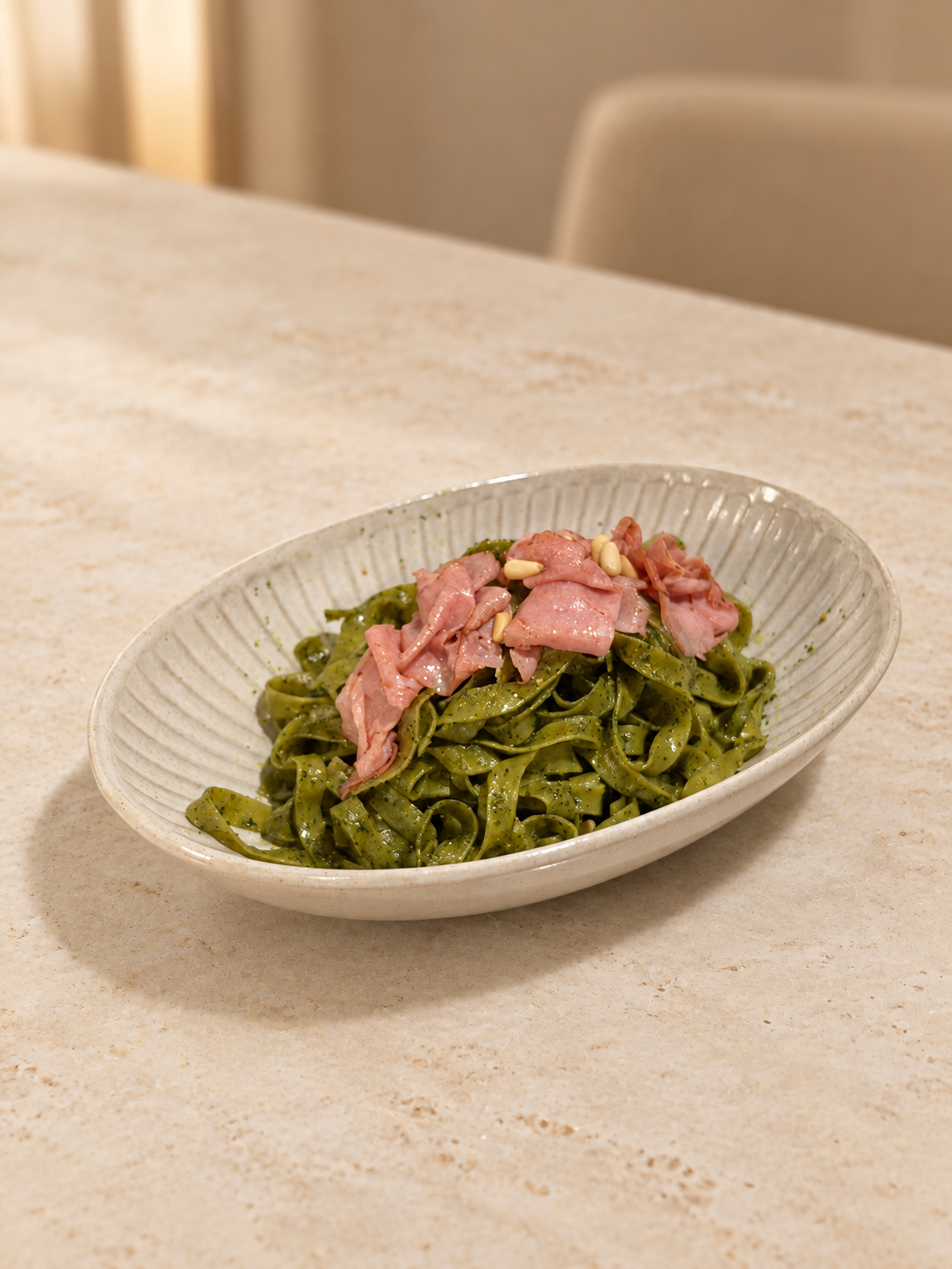 Pasta: Pesto & Turkey Linguine