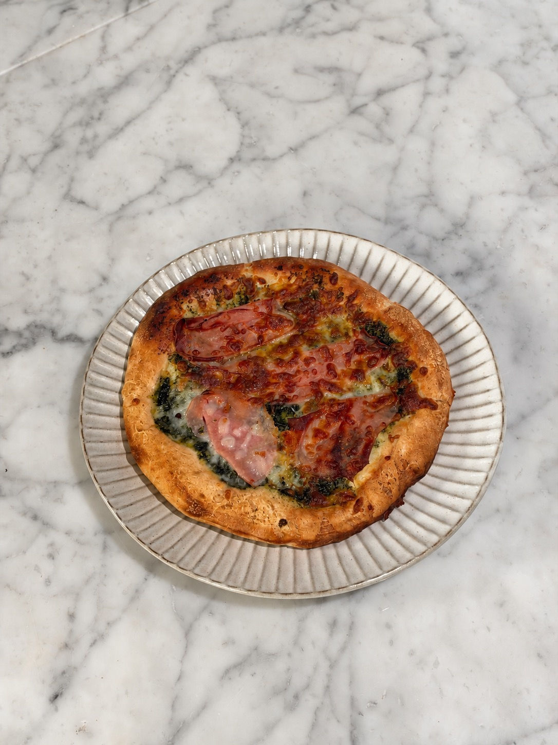 Pizza: Pesto and Turkey