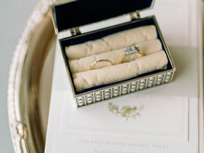 Wedding rings in a box for the ceremony