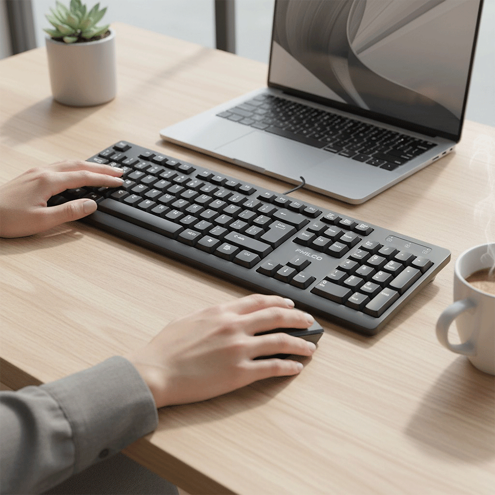 Kit Teclado y Mouse Inalámbrico Philco 354K Pro – Conexión USB, Diseño Compacto y Bajo Consumo