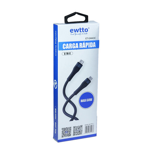 Cable USBC a USBC MAX 60W 1 Mts Ewtto ETE4443C Casa Digital