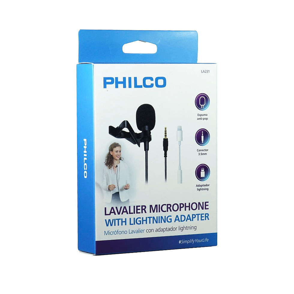 Microfono de solapa Philco lavalier LA231 + Adaotador Lightning
