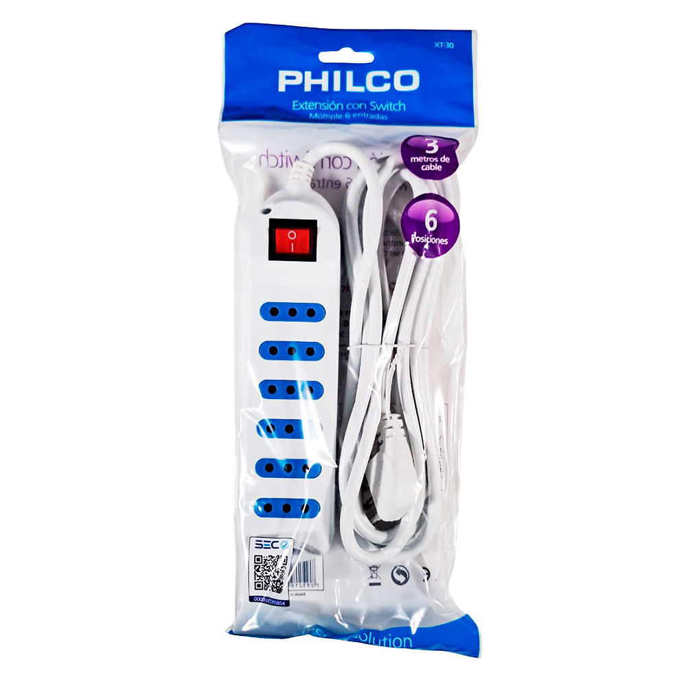 Alargador Philco 6 Entradas 3 metros Con Interruptor XT-30