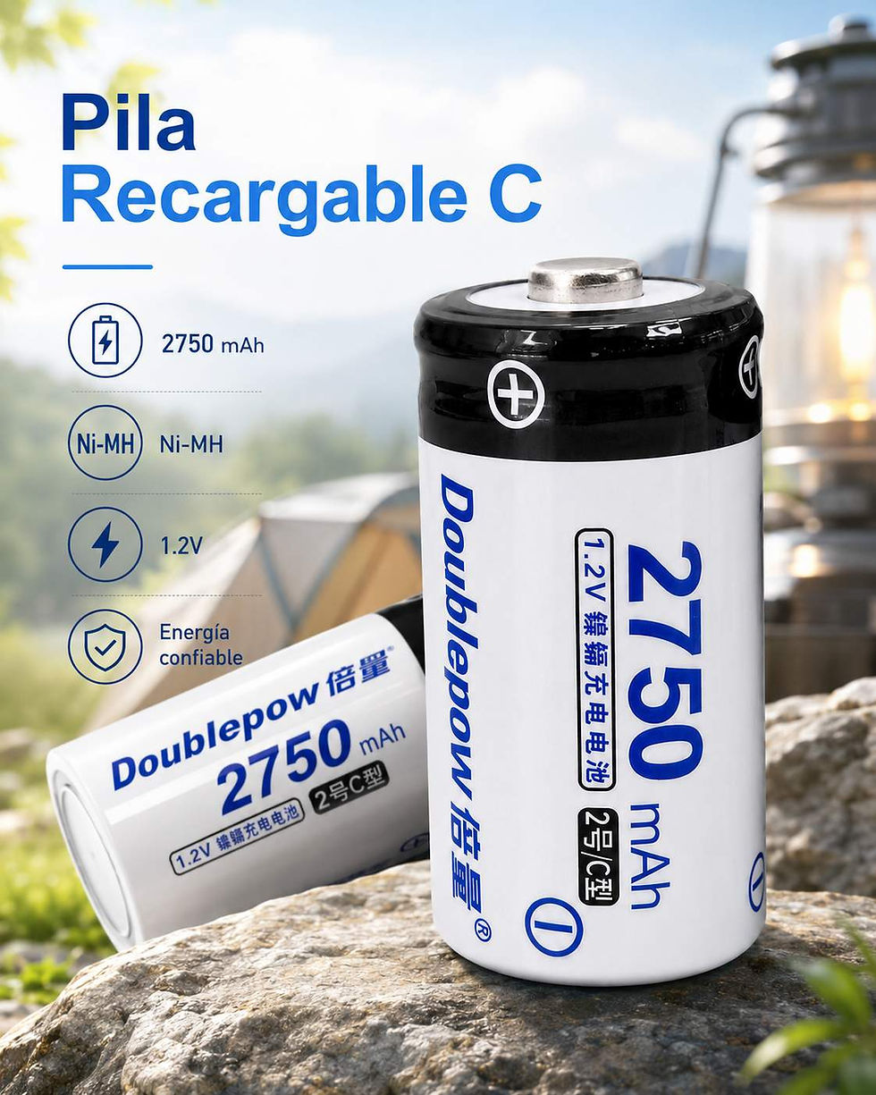 Miniatura: Pila C x2 recargable 2750 mAh Ni-MH 1.2V