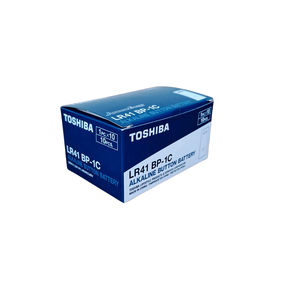 Pila de botón alcalina Toshiba LR41 Caja 10 Uni.