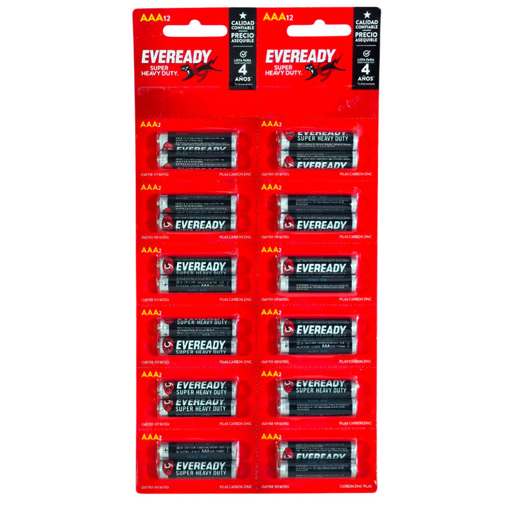 Pilas Eveready AAA Super Heavy Duty 1.5V Pack 24 Unidades Carbon Zinc Original