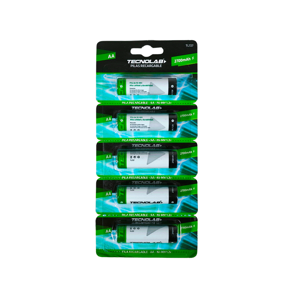 Pack 5 Pilas Tecnolab Recargables AA 2700mAh