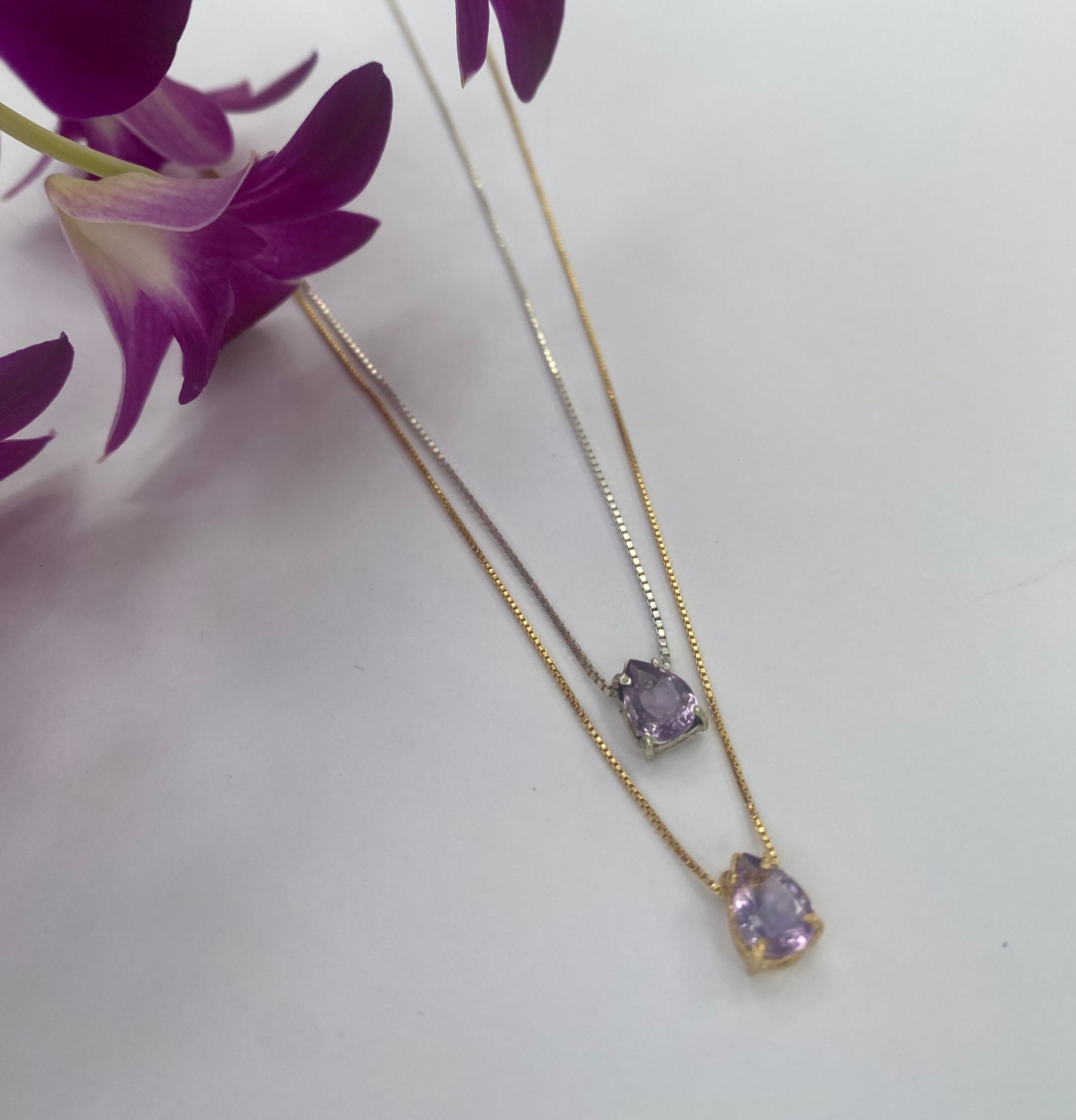 Colar Gota Ametista - Amuleto de Proteção em Prata950
