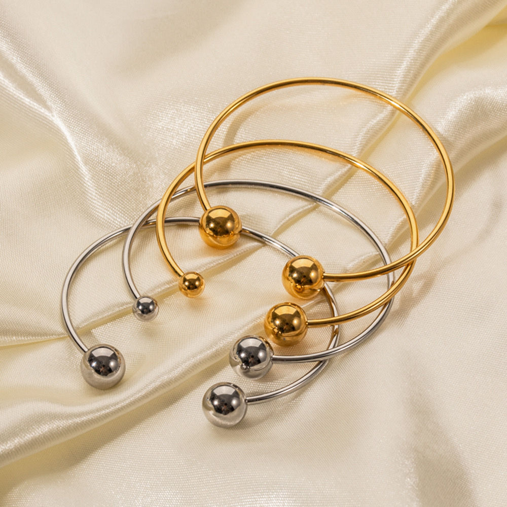 Double Ball Open Cuff Bangle