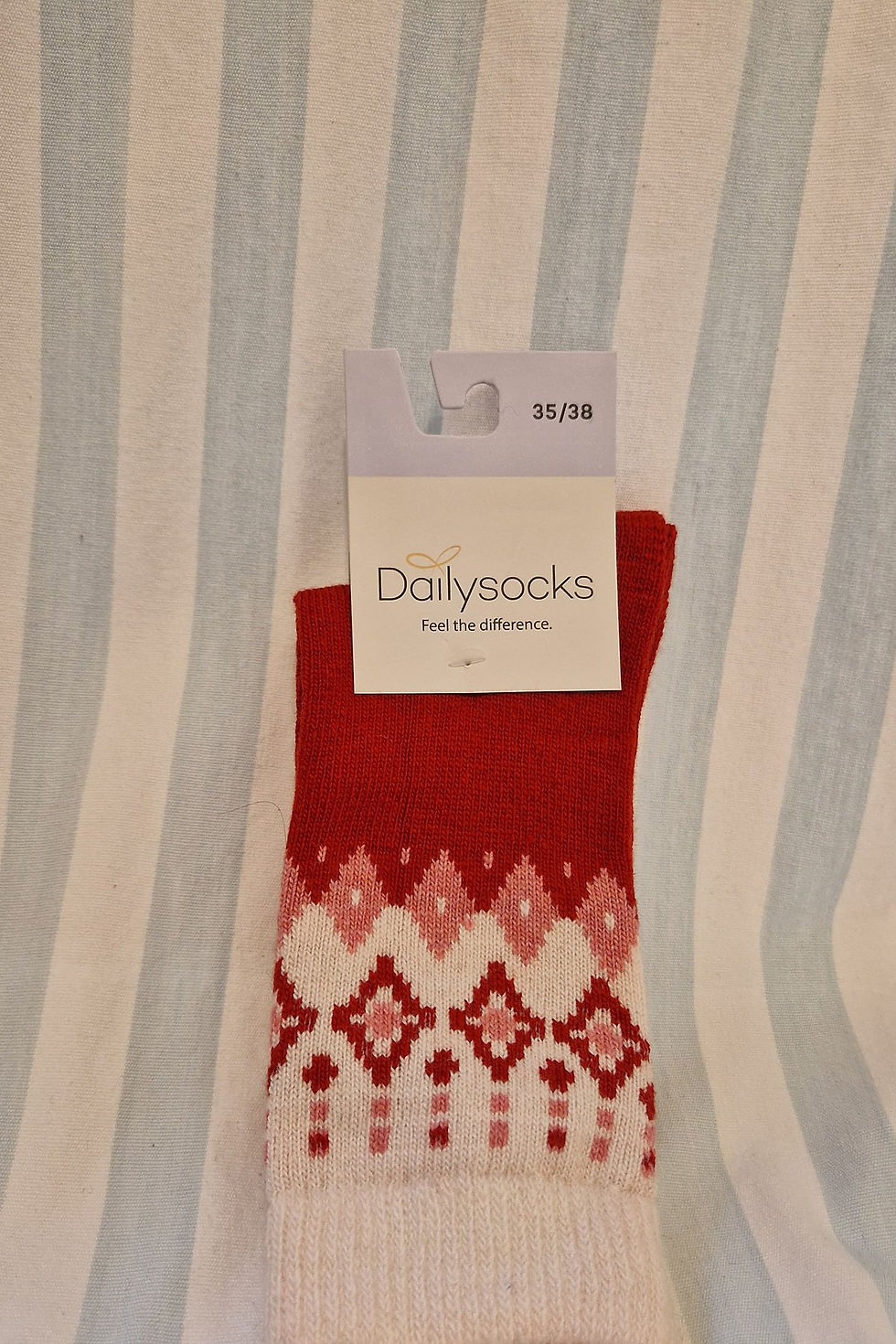 Dailysocks Norweger-Socken Tilda in Rot mit Banderole, Größe 35/38
