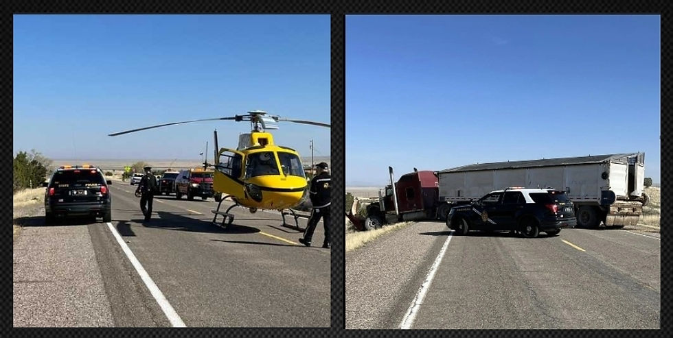 Semi Truck Hits Helicopter