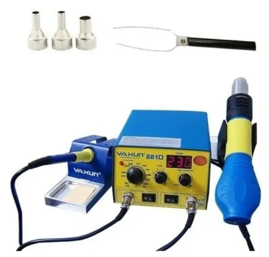 Miniatura: Estação De Solda Retrabalho Yaxun 881d Completa Ar Quente e Ferro de Solda