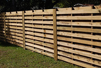 Horizontal Shadow Box Wood Fence Panels, Toe Nailed.
