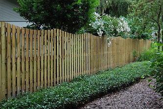 6' Tall Vertical Shadow Box Wood Fence Panels with Scoop Top (concaved)