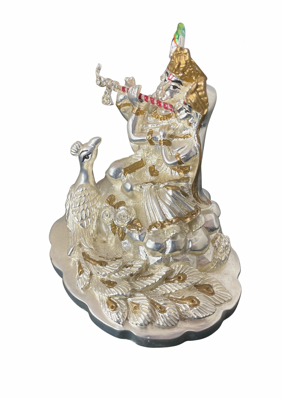 Thumbnail: RADHA KRISHAN PEACOCK SILVER FORMING IDOL