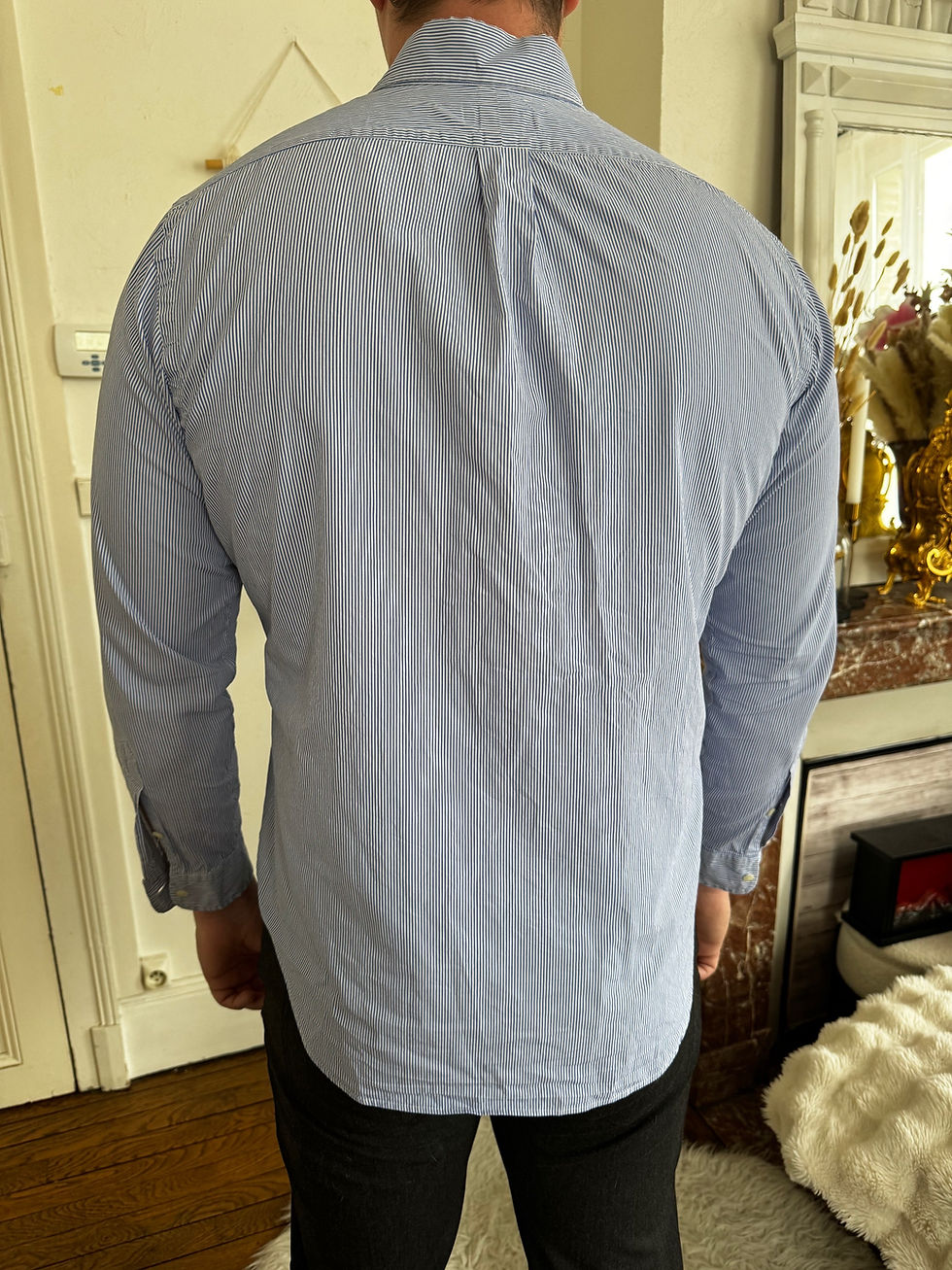 Miniature : Chemise polo, Ralph blanche et bleu  taille L. 100 % coton