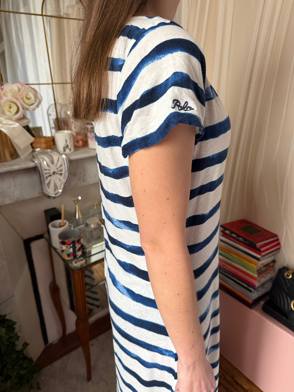 Miniature : Robe polo Ralph Lauren taille m blanc et bleu en très bon état 