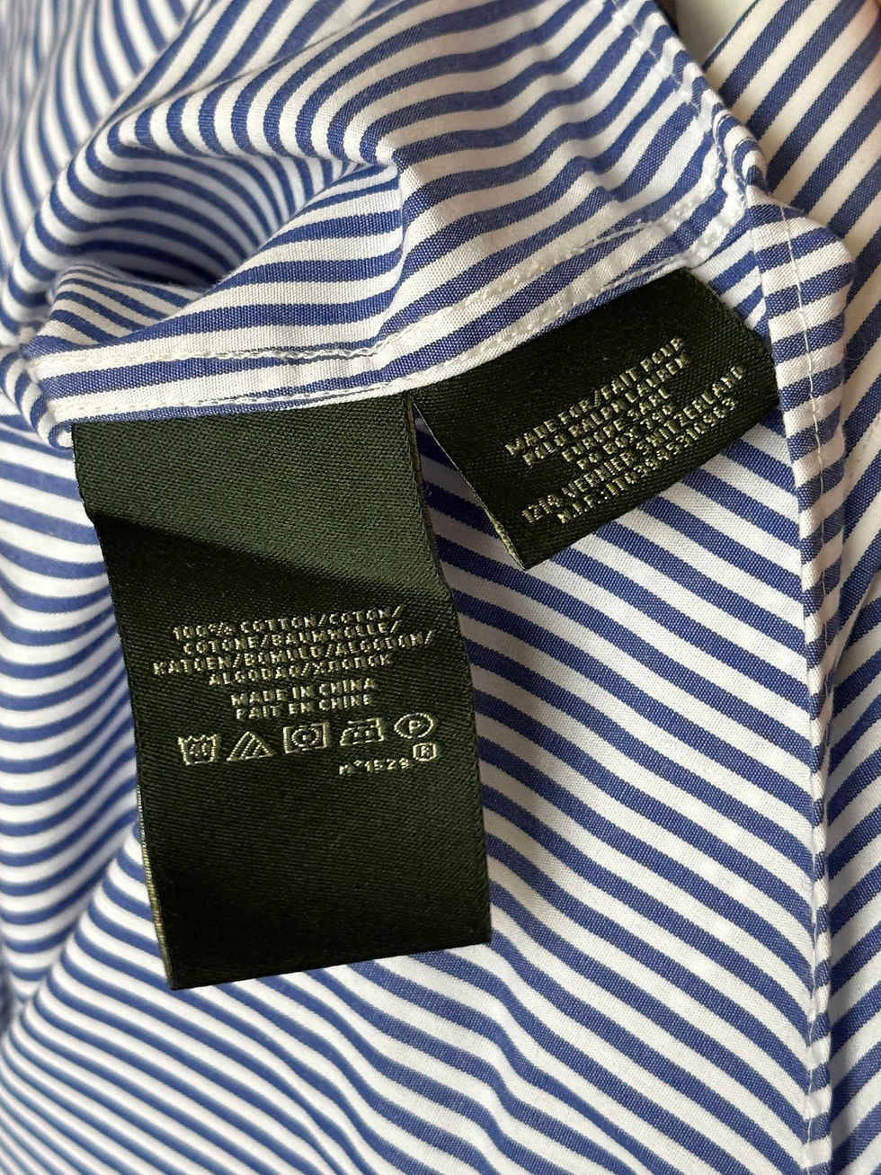 Miniature : Chemise Ralph Lauren taille xl bleu et blanche à rayures en coton