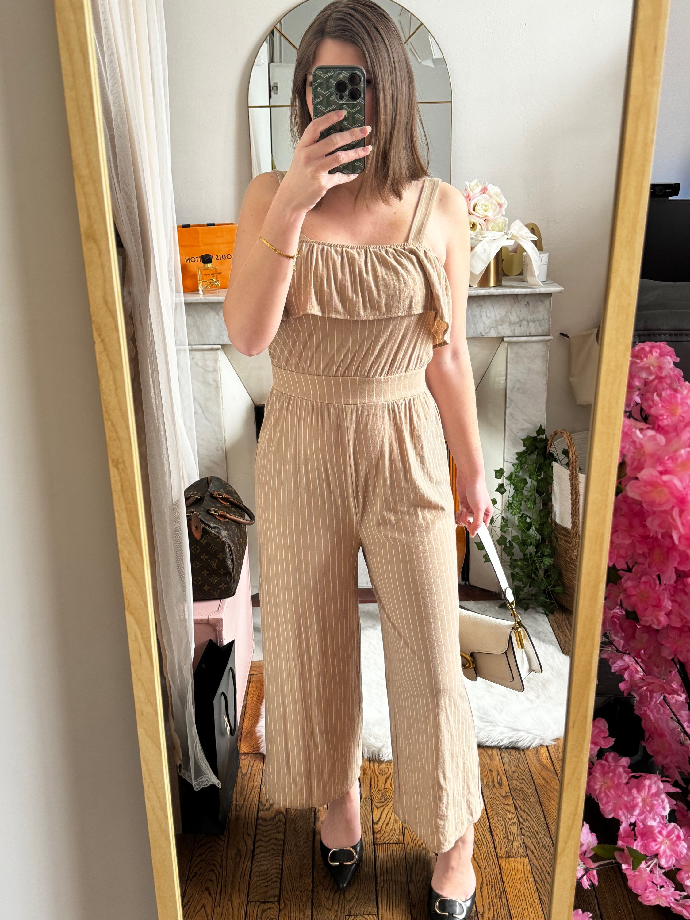 Combinaison mango couleur beige à rayures, taille S en très bon état