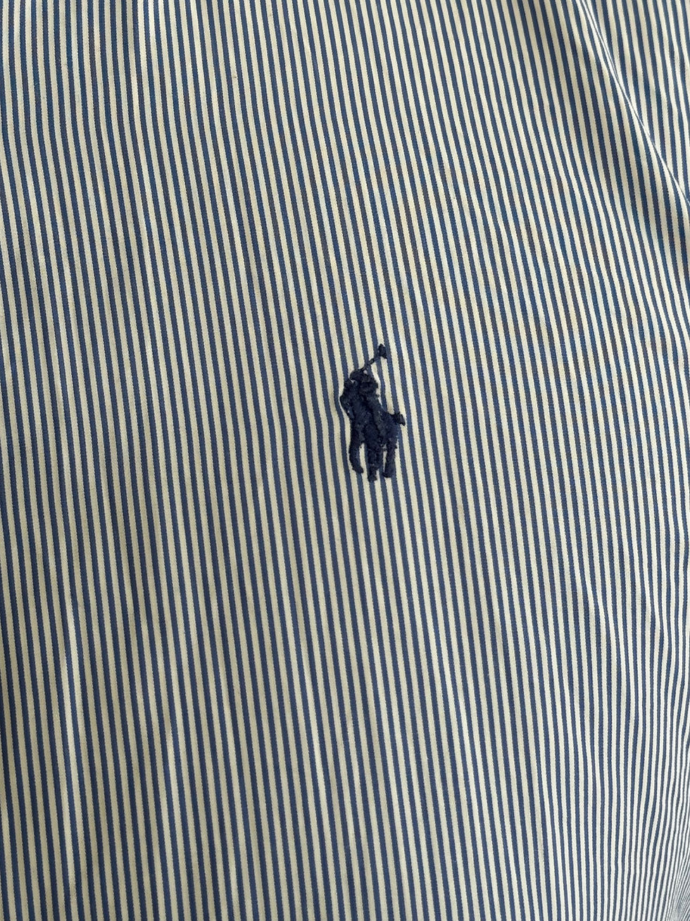 Miniature : Chemise polo, Ralph blanche et bleu  taille L. 100 % coton