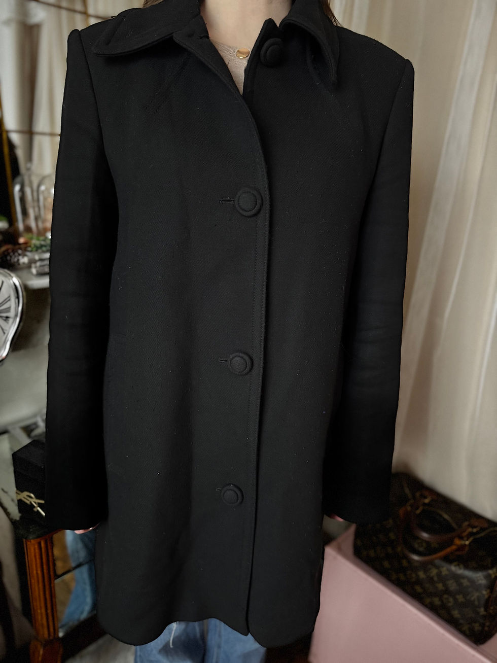 Miniature : Manteau mango taille L avec du viscose de la laine noir en très bon état 