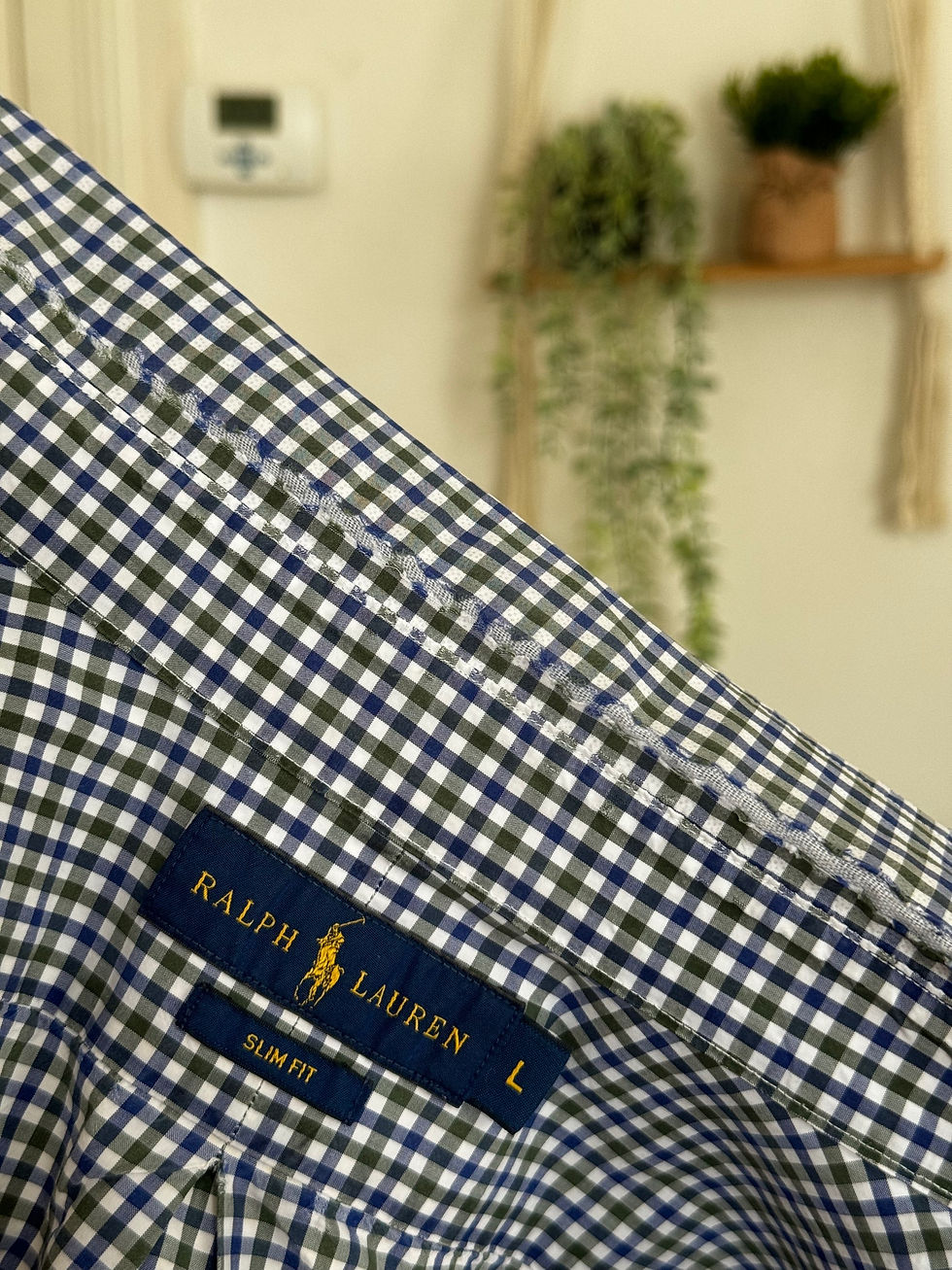 Miniature : Chemise Ralph Lauren blanche et bleu  taille L mais taille plutôt m