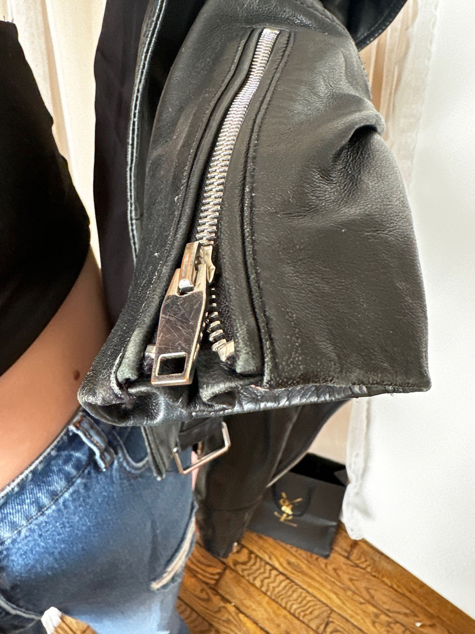 Miniature : Manteau en cuir Zara, taille L noir en très bon état