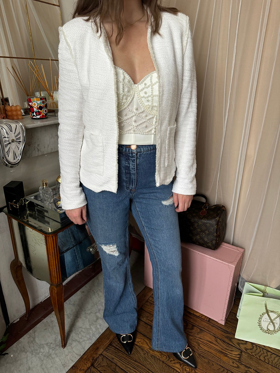 Miniature : Veste mango blanche en très bon état taille petit L en coton 