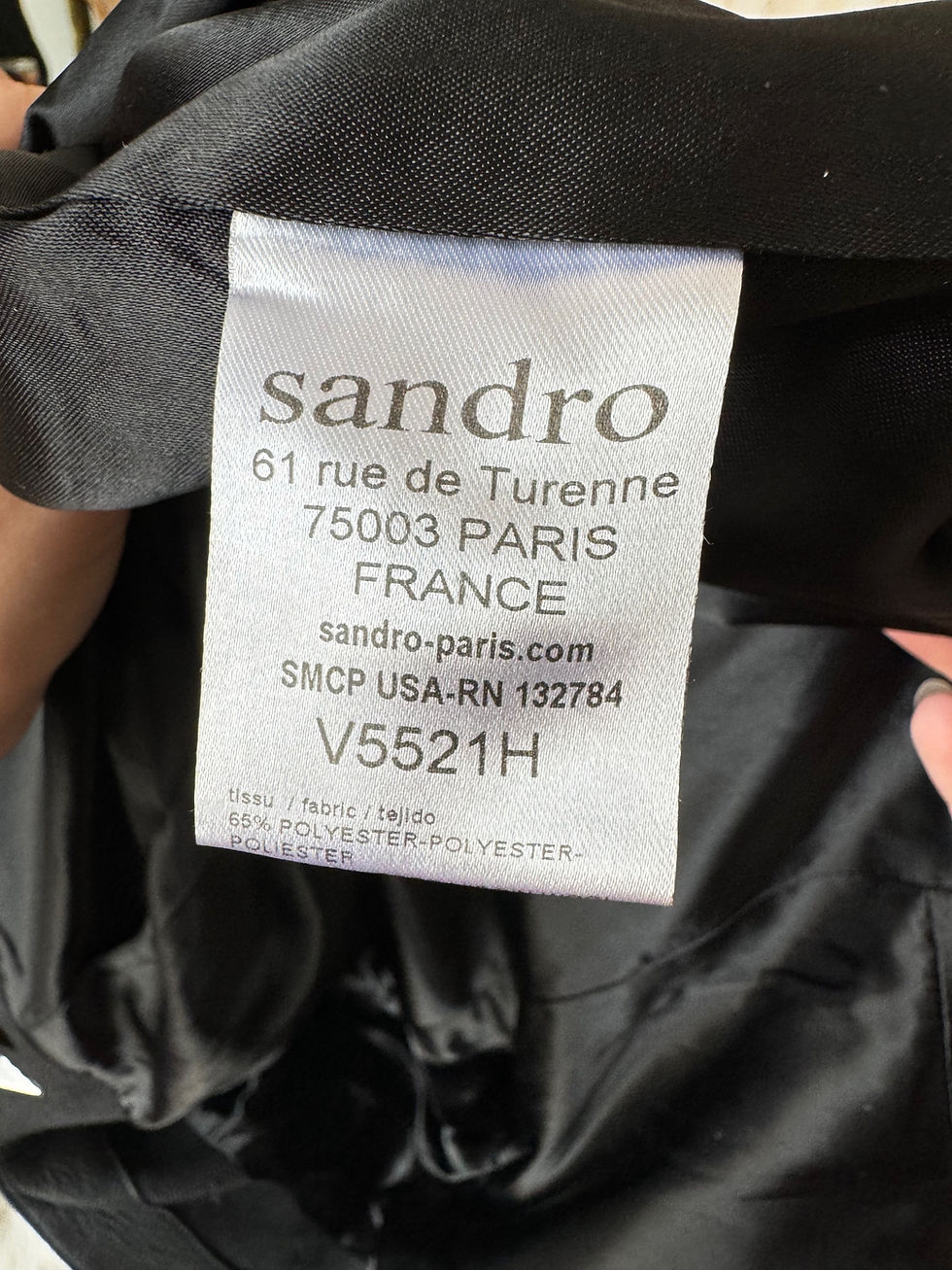 Miniature : Blazer Sandro taille 36/s noir en laine vierge et cuir de vachette 