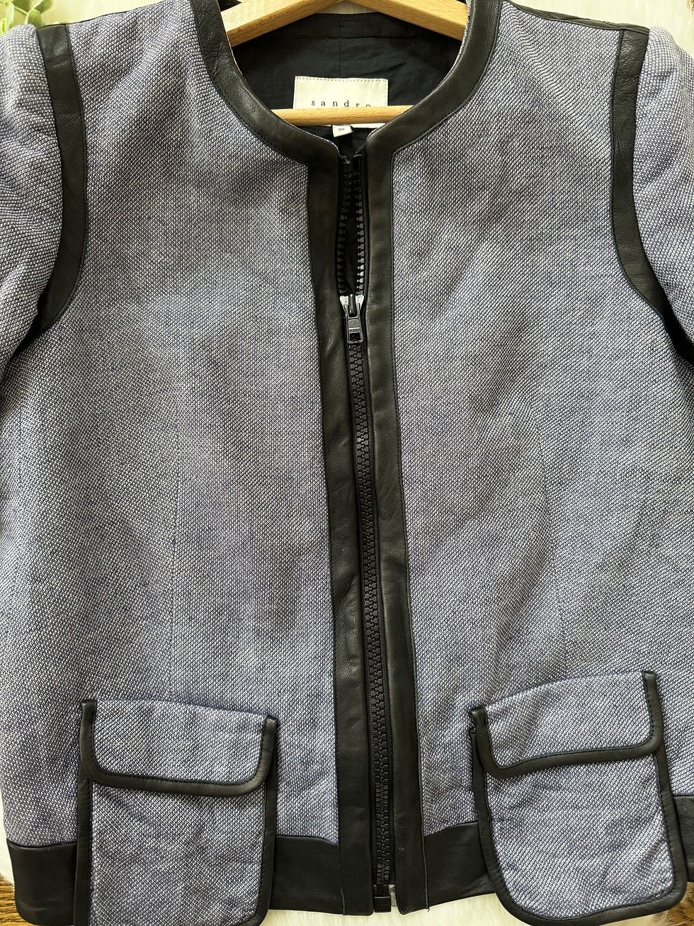 Miniature : Veste Sandro taille 36/s couleur gris bleuté en très bon état coton et lin 