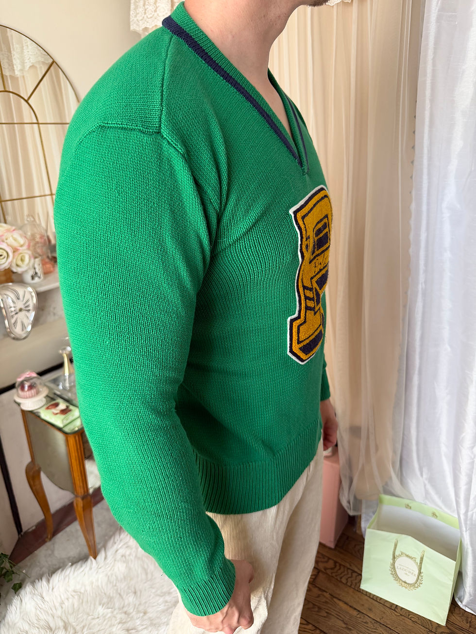Miniature : Pull Ralph Lauren vert et bleu avec motifs brodés en très bon état taille M 