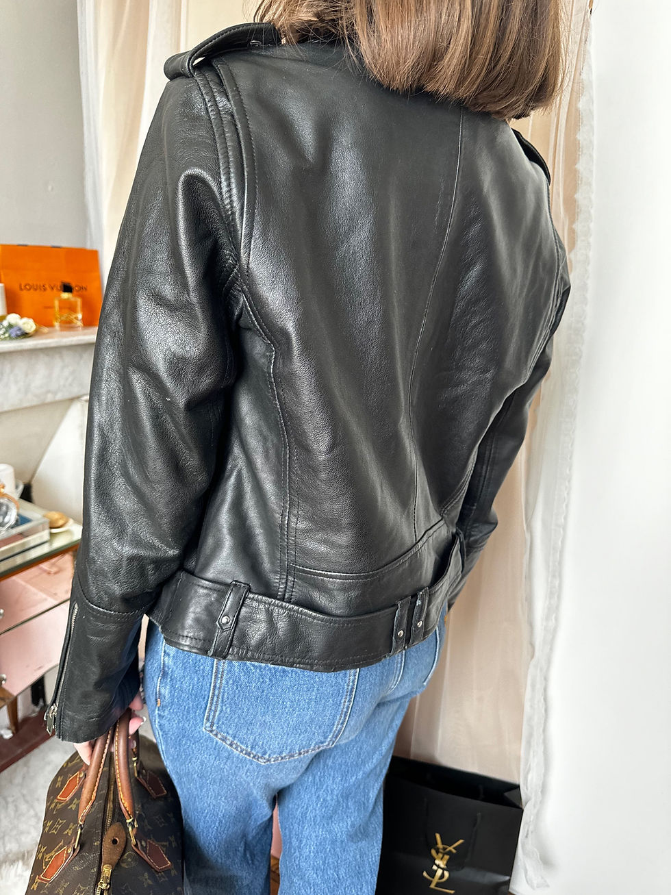 Miniature : Manteau en cuir Zara, taille L noir en très bon état