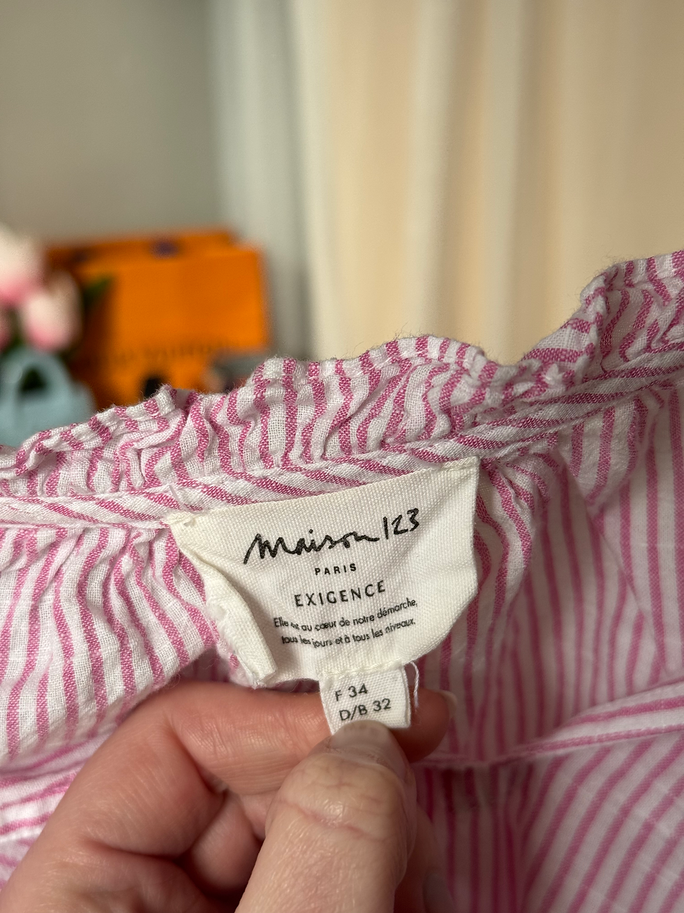 Miniature : Blouse maison 123 rose et blanc neuve avec étiquette taille XS 