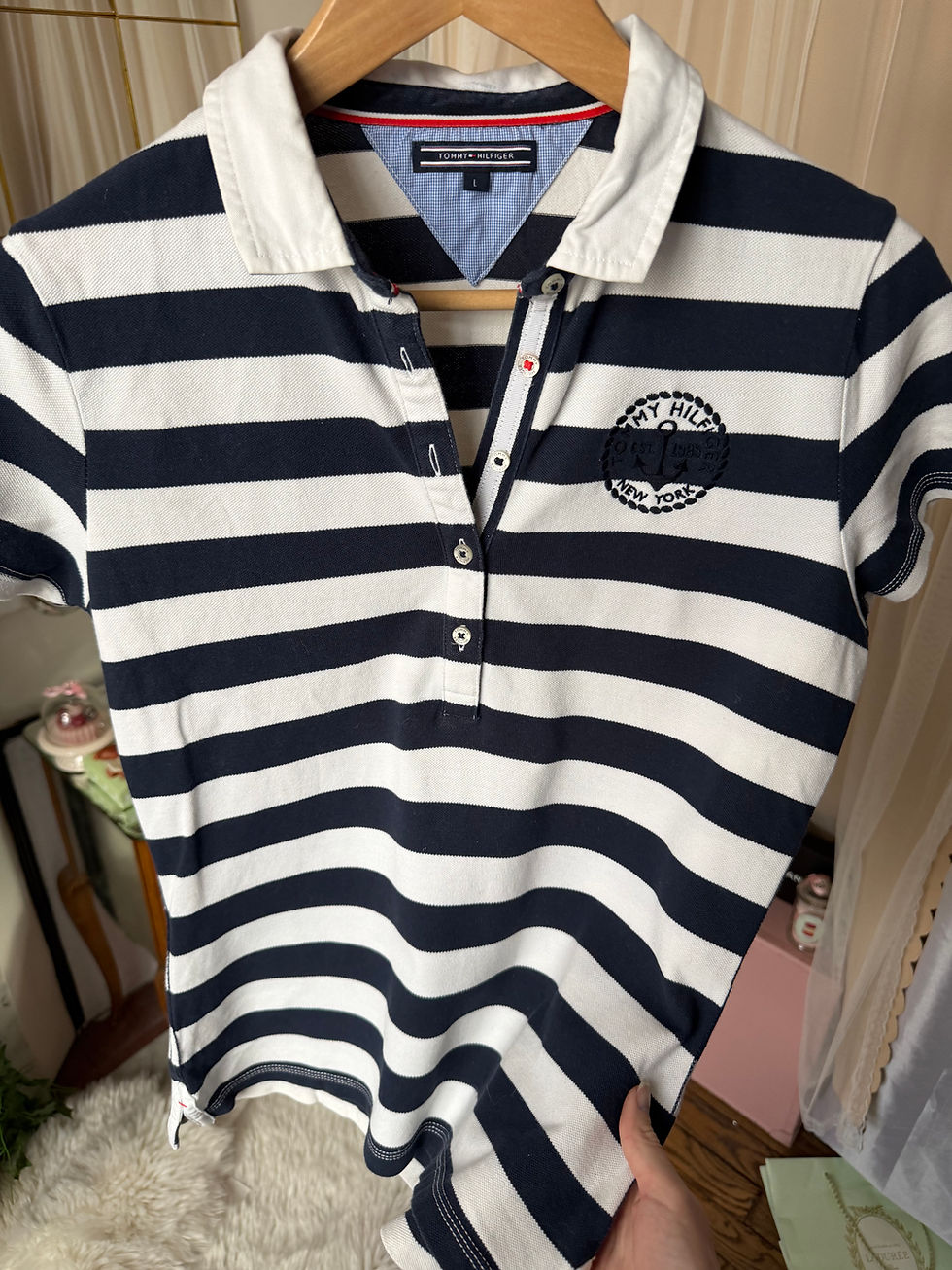 Miniature : Polo tommy Hilfiger taille l marinières en coton en bon état 