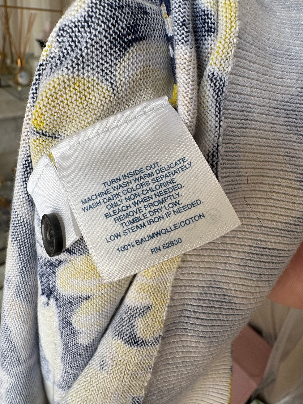 Miniature : Cardigan land’s end taille l bleu et jaune en très bon état à motif floral 