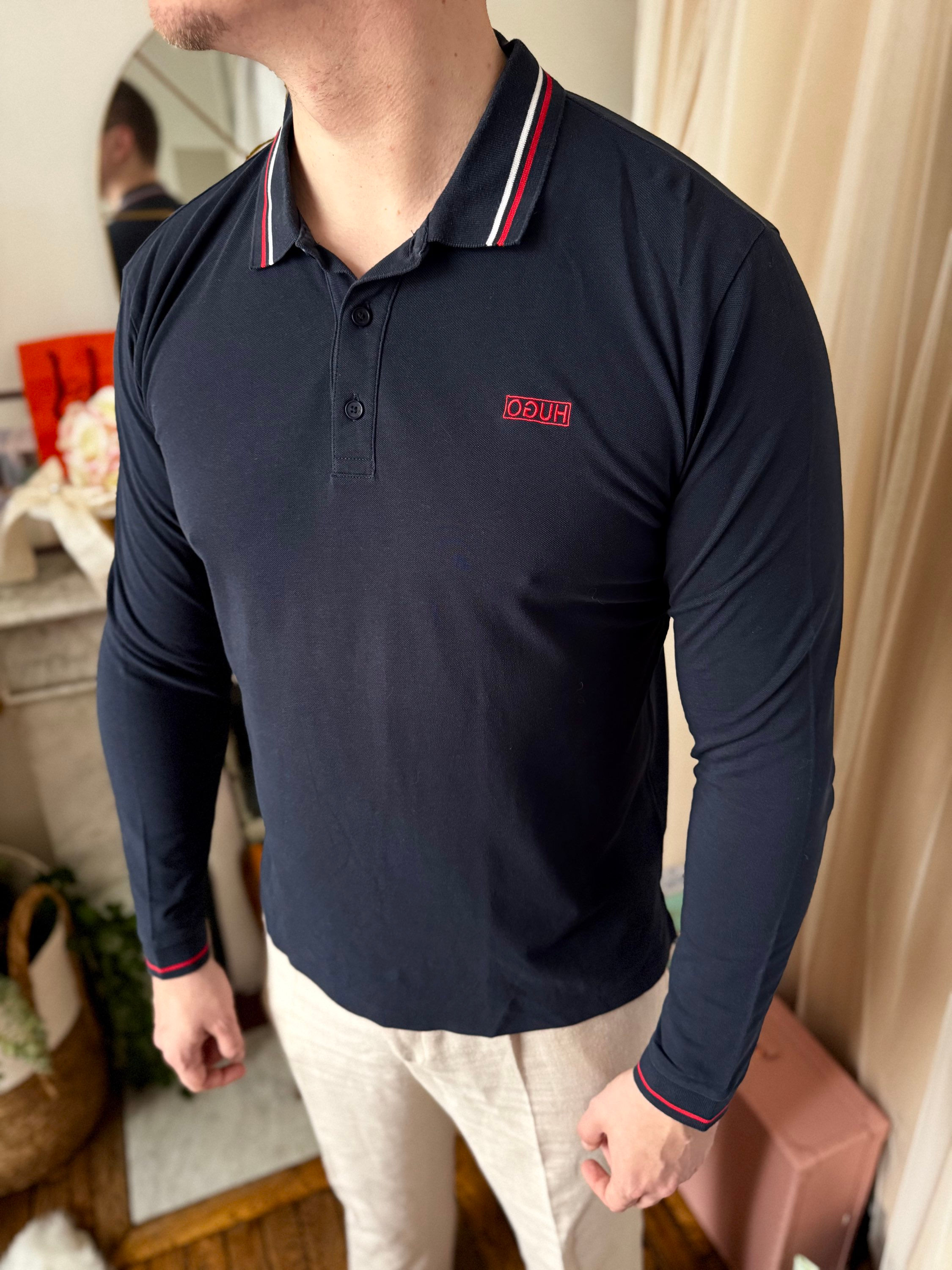 Polo longues manches Hugo boss bleu taille xl en très bon état en coton