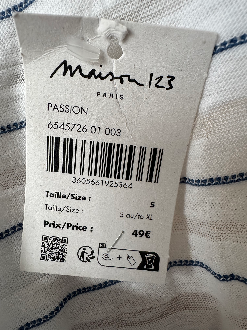Miniature : T shirt marinière neuve maison 123 taille s blanc à rayures bleues taille s en t