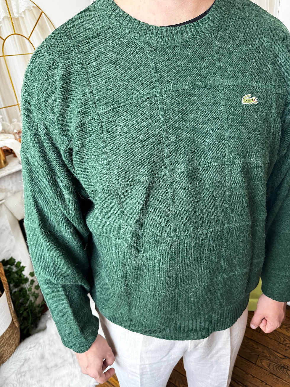 Miniature : Pull hiver Lacoste taille xxl en laine alpaga et acrylique couleur vert