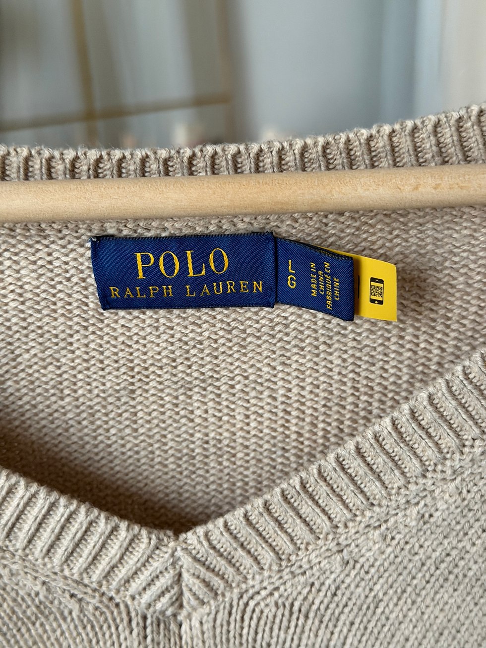 Miniature : Pull col V Ralph Lauren femme taille xl beige en bon état 