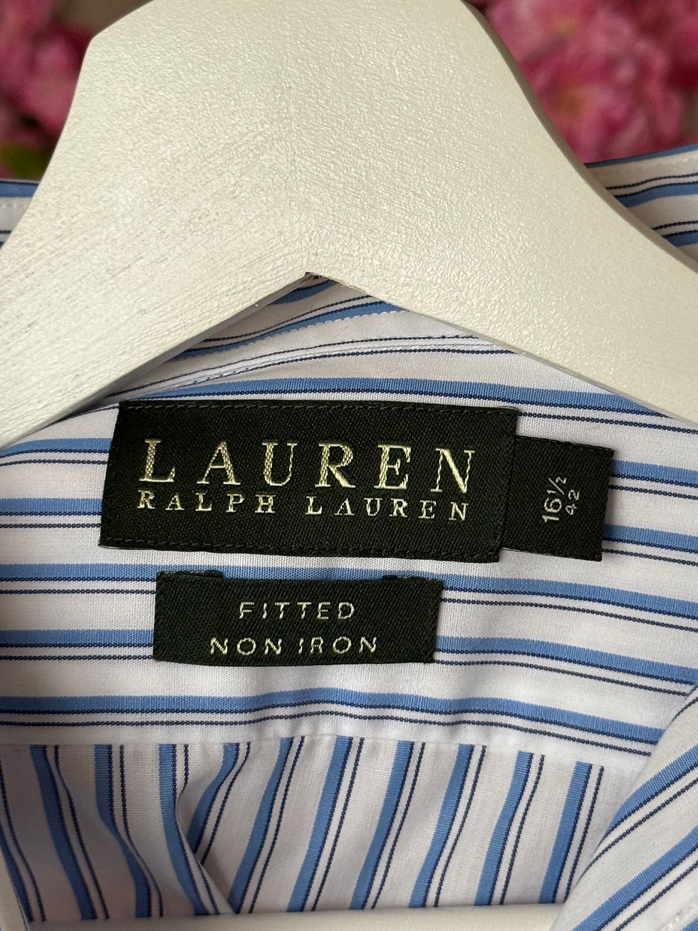 Miniature : Chemise Ralph Lauren taille xl bleu et blanche à rayures en coton