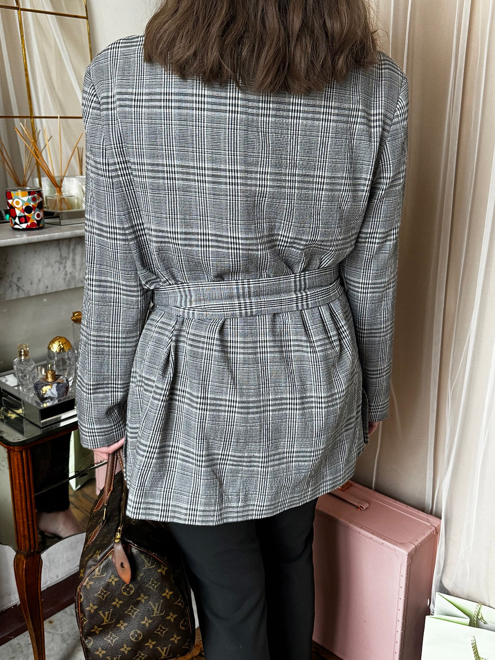 Miniature : Blazer zara taille m à carreaux en très bon état blanc et gris 