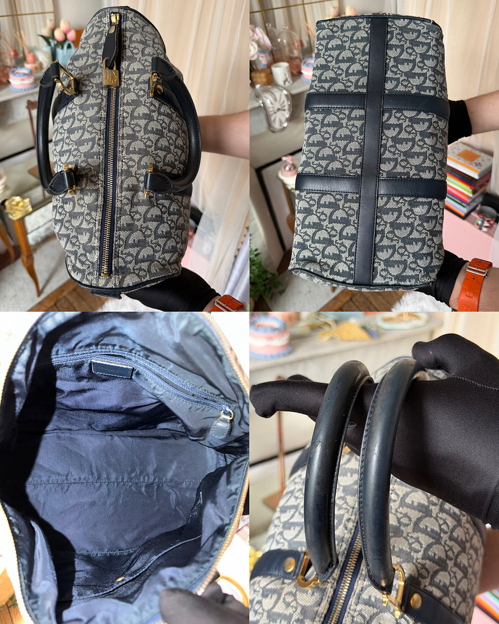 Miniature : Sac Boston Dior Trotter / Diorissimo – Toile Oblique Navy – Vintage authentique